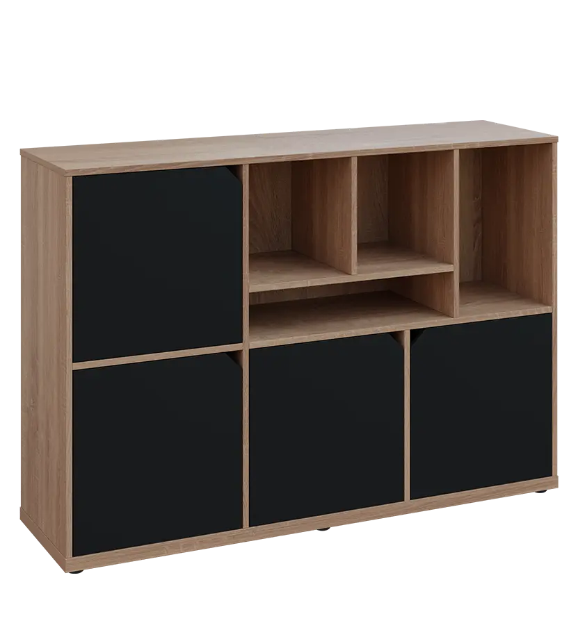 KU3-15DN4 P skříňka 4-dvéřová, niky, 1054x1522x400 mm, provedení pravé, dub bardolino/černá