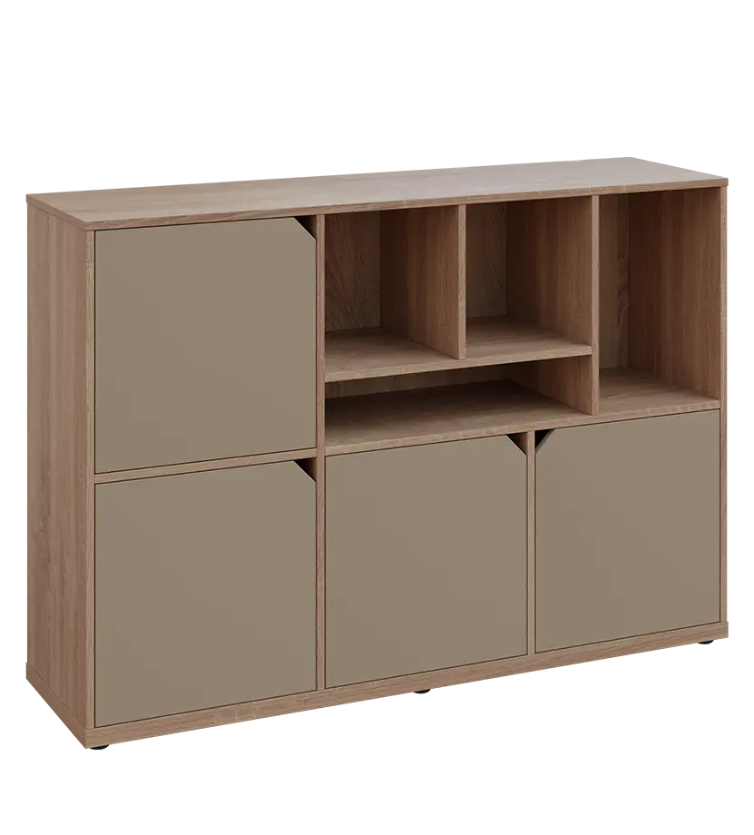 KU3-15DN4 P skříňka 4-dvéřová, niky, 1054x1522x400 mm, provedení pravé, dub bardolino/latte