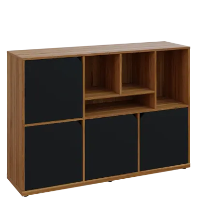 KU3-15DN4 P skříňka 4-dvéřová, niky, 1054x1522x400 mm, provedení pravé, ořech světlý/černá