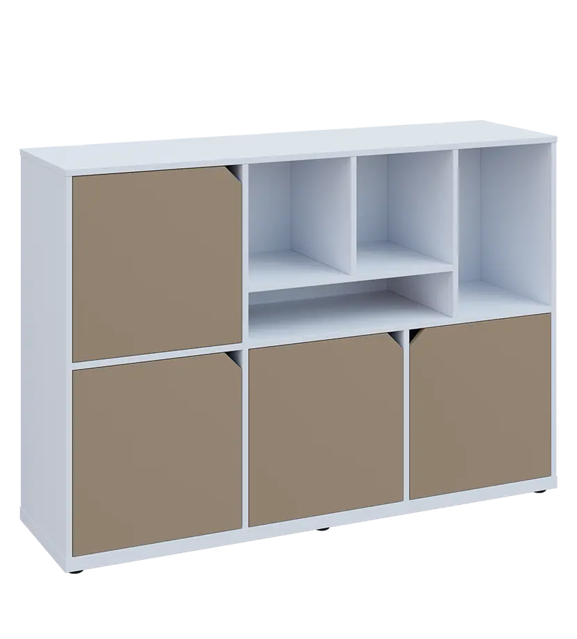 KU3-15DN4 P skříňka 4-dvéřová, niky, 1054x1522x400 mm, provedení pravé, bílá sněžná/latte