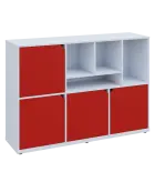 KU3-15DN4 P skříňka 4-dvéřová, niky, 1054x1522x400 mm, provedení pravé, bílá sněžná/červená