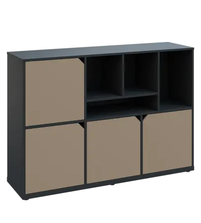 KU3-15DN4 P skříňka 4-dvéřová, niky, 1054x1522x400 mm, provedení pravé, antracit/latte