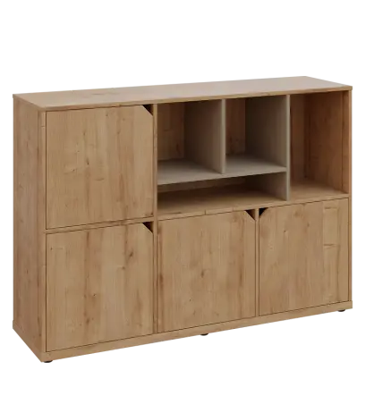 KU3-15DN4 P skříňka 4-dvéřová, niky, 1054x1522x400 mm, provedení pravé, korpus a dvířka dub lite/police latte