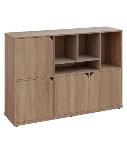 KU3-15DN4 P skříňka 4-dvéřová, niky, 1054x1522x400 mm, provedení pravé, korpus a dvířka dub bardolino/police latte