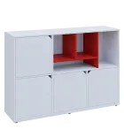 KU3-15DN4 P skříňka 4-dvéřová, niky, 1054x1522x400 mm, provedení pravé, korpus a dvířka bílá sněžná/