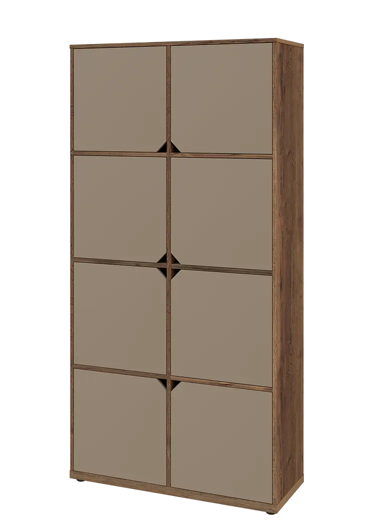 KU6-10D L skříň vysoká 8-dvéřová, 2053x1022x400 mm, provedení levé, dub halifax cínový/latte