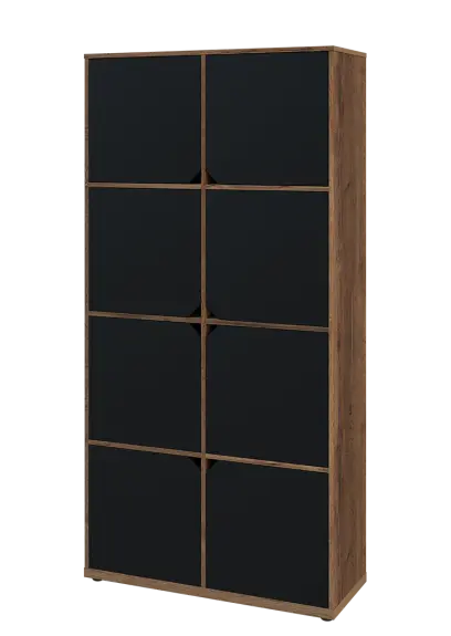 KU6-10D L skříň vysoká 8-dvéřová, 2053x1022x400 mm, provedení levé, dub halifax cínový/černá