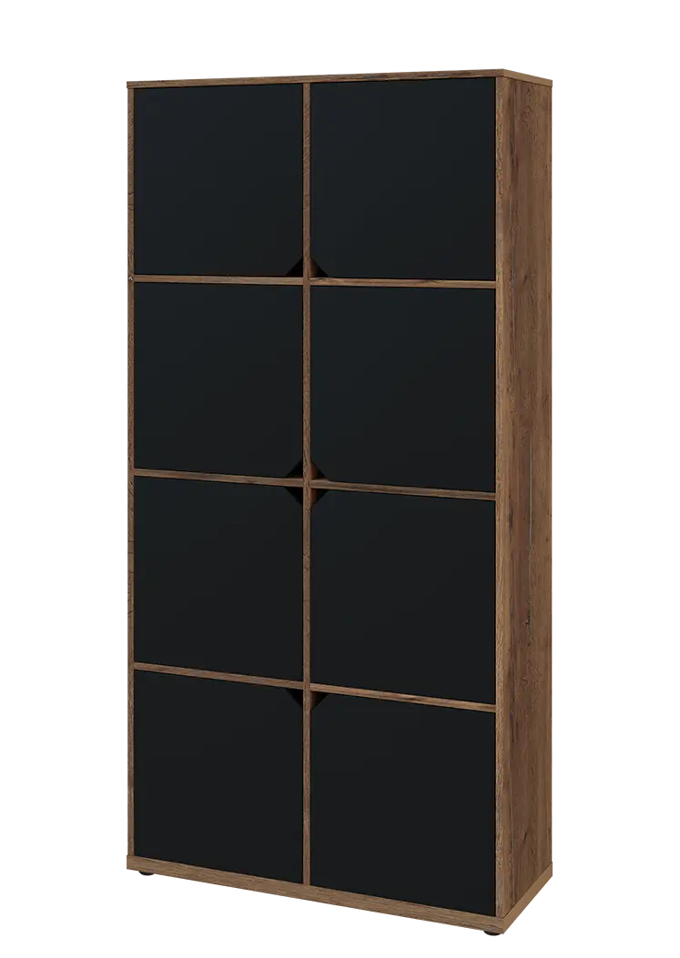 KU6-10D L skříň vysoká 8-dvéřová, 2053x1022x400 mm, provedení levé, dub halifax cínový/černá