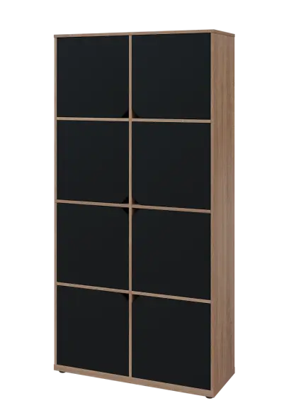 KU6-10D L skříň vysoká 8-dvéřová, 2053x1022x400 mm, provedení levé, dub bardolino/černá