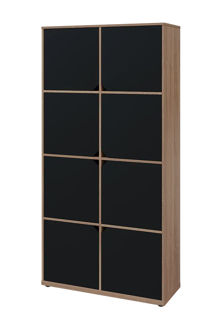 KU6-10D L skříň vysoká 8-dvéřová, 2053x1022x400 mm, provedení levé, dub bardolino/černá