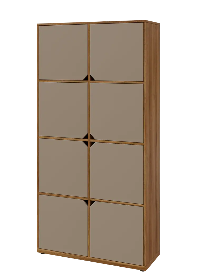 KU6-10D L skříň vysoká 8-dvéřová, 2053x1022x400 mm, provedení levé, ořech světlý/latte