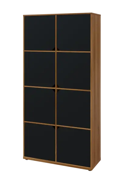 KU6-10D L skříň vysoká 8-dvéřová, 2053x1022x400 mm, provedení levé, ořech světlý/černá