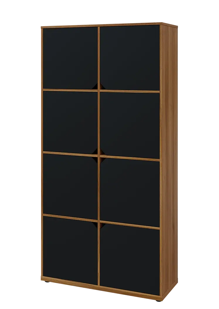 KU6-10D L skříň vysoká 8-dvéřová, 2053x1022x400 mm, provedení levé, ořech světlý/černá