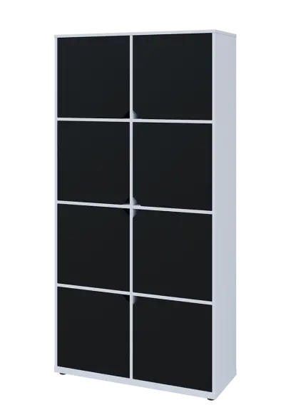 KU6-10D L skříň vysoká 8-dvéřová, 2053x1022x400 mm, provedení levé, bílá sněžná/černá