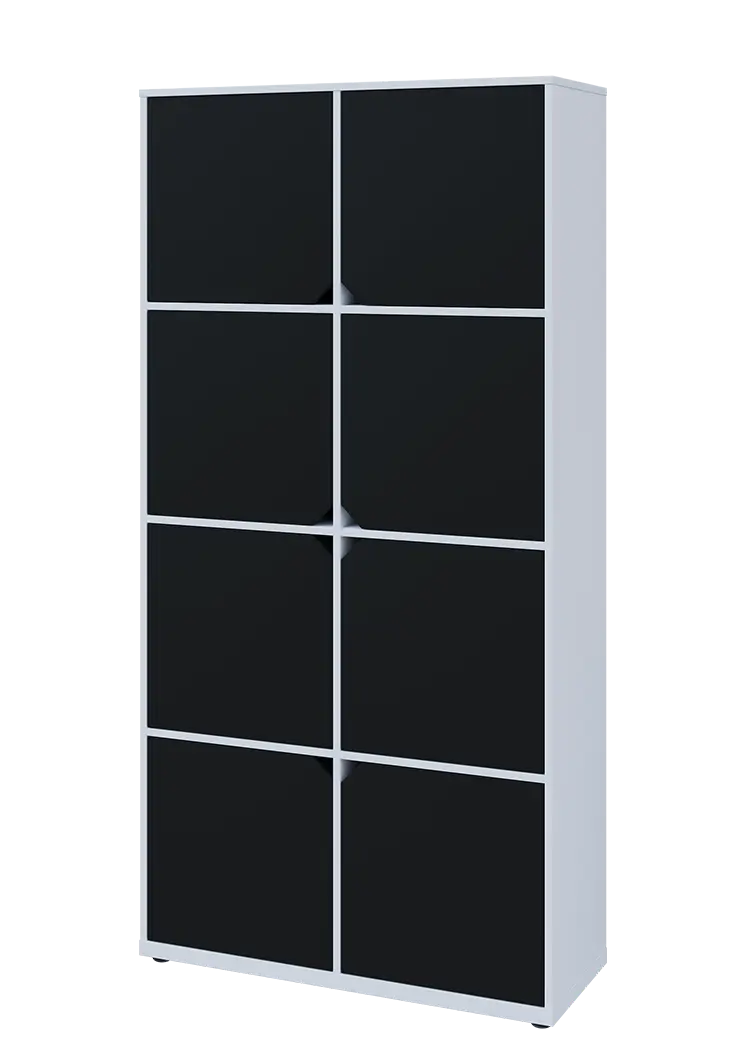 KU6-10D L skříň vysoká 8-dvéřová, 2053x1022x400 mm, provedení levé, bílá sněžná/černá