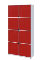 KU6-10D L skříň vysoká 8-dvéřová, 2053x1022x400 mm, provedení levé, bílá sněžná/červená