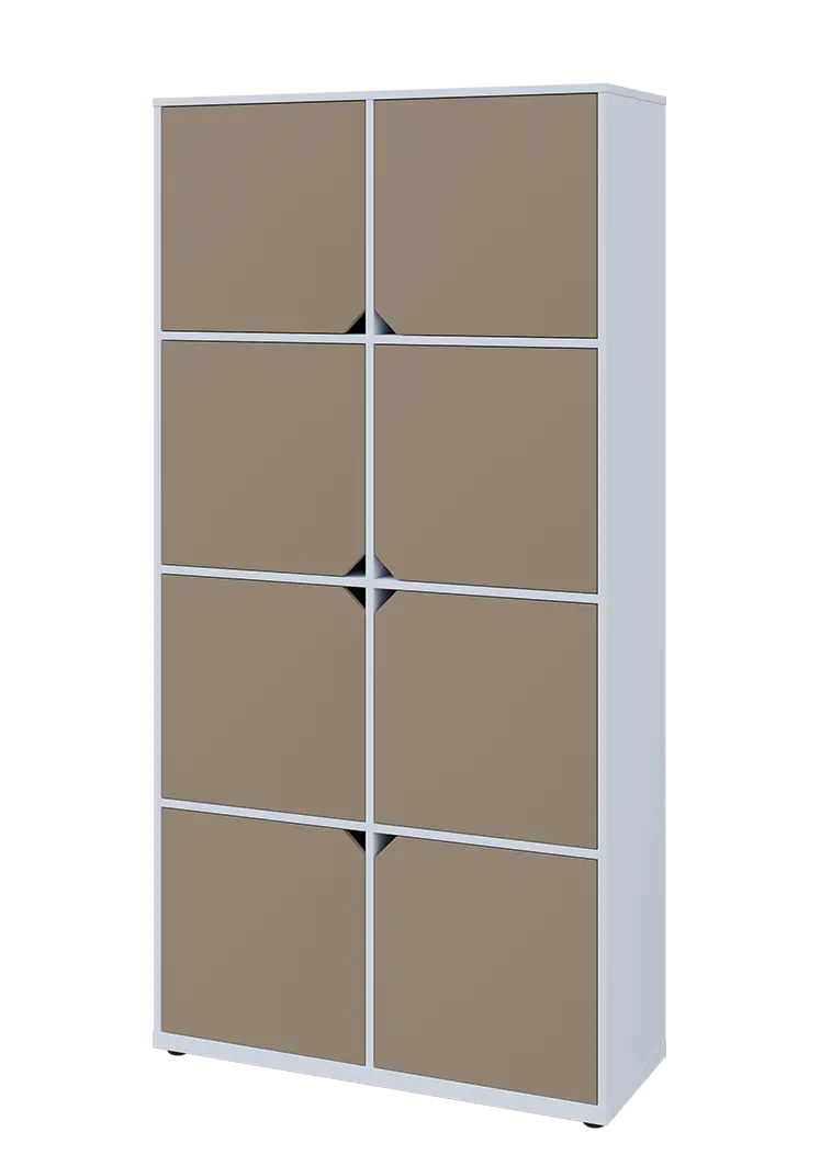 KU6-10D L skříň vysoká 8-dvéřová, 2053x1022x400 mm, provedení levé, bílá sněžná/latte