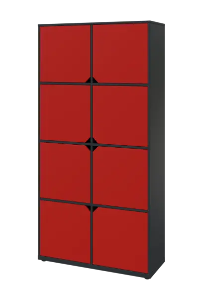 KU6-10D L skříň vysoká 8-dvéřová, 2053x1022x400 mm, provedení levé, antracit/červená