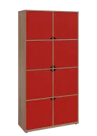 KU6-10D P skříň vysoká 8-dvéřová, 2053x1022x400 mm, provedení pravé, dub bardolino/červená