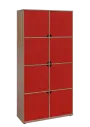 KU6-10D P skříň vysoká 8-dvéřová, 2053x1022x400 mm, provedení pravé, dub bardolino/červená