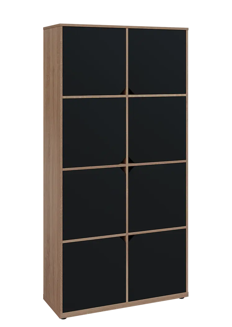 KU6-10D P skříň vysoká 8-dvéřová, 2053x1022x400 mm, provedení pravé, dub bardolino/černá