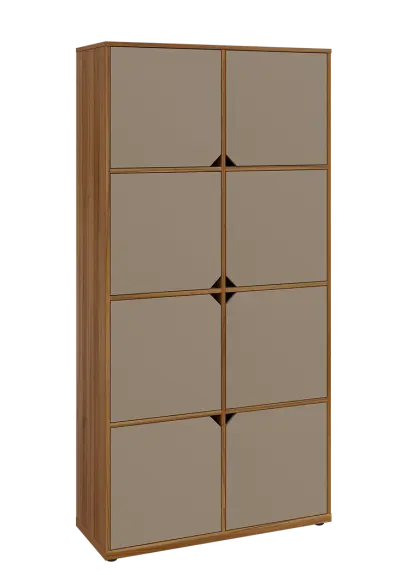 KU6-10D P skříň vysoká 8-dvéřová, 2053x1022x400 mm, provedení pravé, ořech světlý/latte