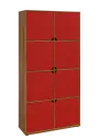 KU6-10D P skříň vysoká 8-dvéřová, 2053x1022x400 mm, provedení pravé, ořech světlý/červená
