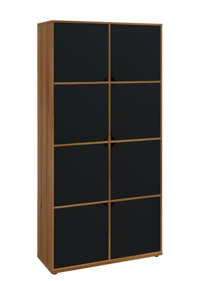 KU6-10D P skříň vysoká 8-dvéřová, 2053x1022x400 mm, provedení pravé, ořech světlý/černá