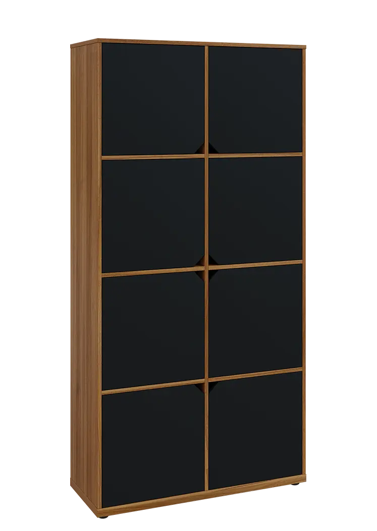 KU6-10D P skříň vysoká 8-dvéřová, 2053x1022x400 mm, provedení pravé, ořech světlý/černá