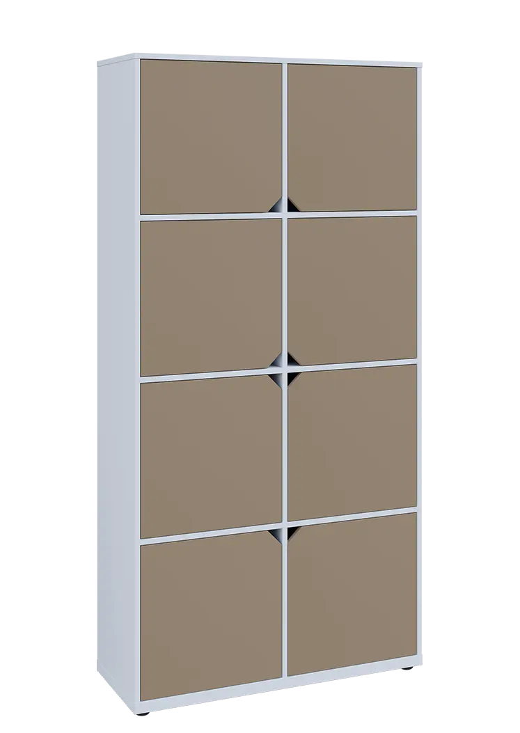 KU6-10D P skříň vysoká 8-dvéřová, 2053x1022x400 mm, provedení pravé, bílá sněžná/latte