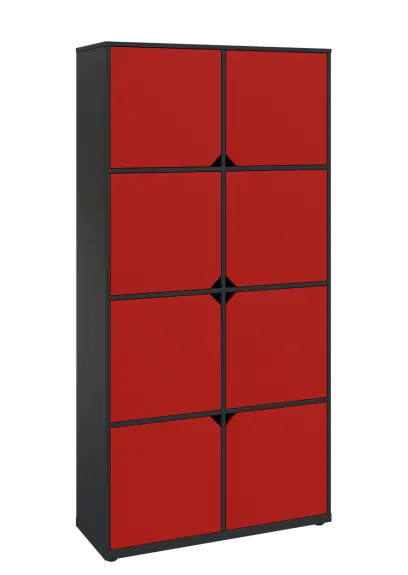 KU6-10D P skříň vysoká 8-dvéřová, 2053x1022x400 mm, provedení pravé, antracit/červená