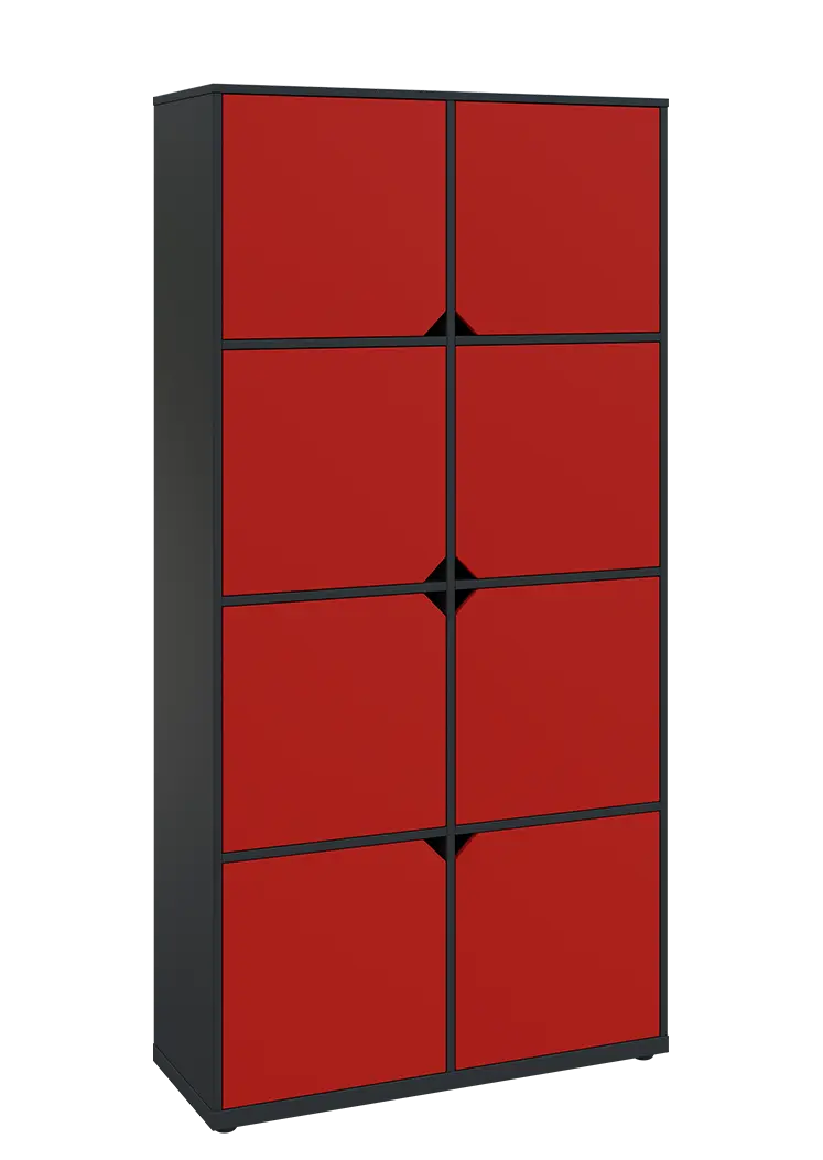 KU6-10D P skříň vysoká 8-dvéřová, 2053x1022x400 mm, provedení pravé, antracit/červená