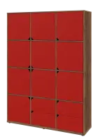 KU6-15DZ4 L skříň vysoká 10-dvéřová, zásuvky, 2053x1522x400 mm, provedení levé, dub halifax cínový/č