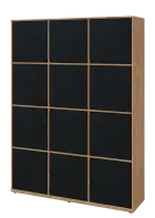 KU6-15DZ4 L skříň vysoká 10-dvéřová, zásuvky, 2053x1522x400 mm, provedení levé, dub lite/černá