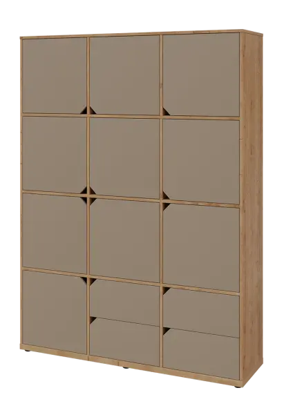 KU6-15DZ4 L skříň vysoká 10-dvéřová, zásuvky, 2053x1522x400 mm, provedení levé, dub lite/latte