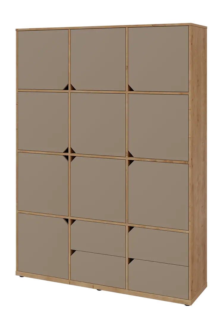 KU6-15DZ4 L skříň vysoká 10-dvéřová, zásuvky, 2053x1522x400 mm, provedení levé, dub lite/latte