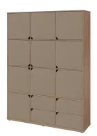 KU6-15DZ4 L skříň vysoká 10-dvéřová, zásuvky, 2053x1522x400 mm, provedení levé, dub bardolino/latte