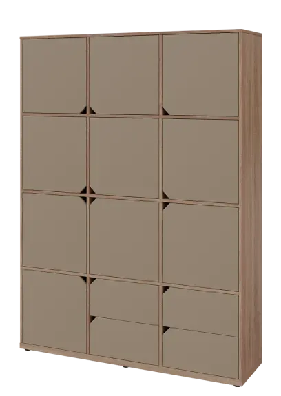 KU6-15DZ4 L skříň vysoká 10-dvéřová, zásuvky, 2053x1522x400 mm, provedení levé, dub bardolino/latte