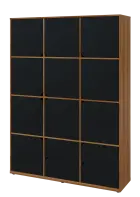 KU6-15DZ4 L skříň vysoká 10-dvéřová, zásuvky, 2053x1522x400 mm, provedení levé, ořech světlý/černá