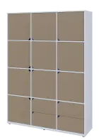 KU6-15DZ4 L skříň vysoká 10-dvéřová, zásuvky, 2053x1522x400 mm, provedení levé, bílá sněžná/latte