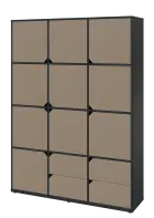 KU6-15DZ4 L skříň vysoká 10-dvéřová, zásuvky, 2053x1522x400 mm, provedení levé, antracit/latte