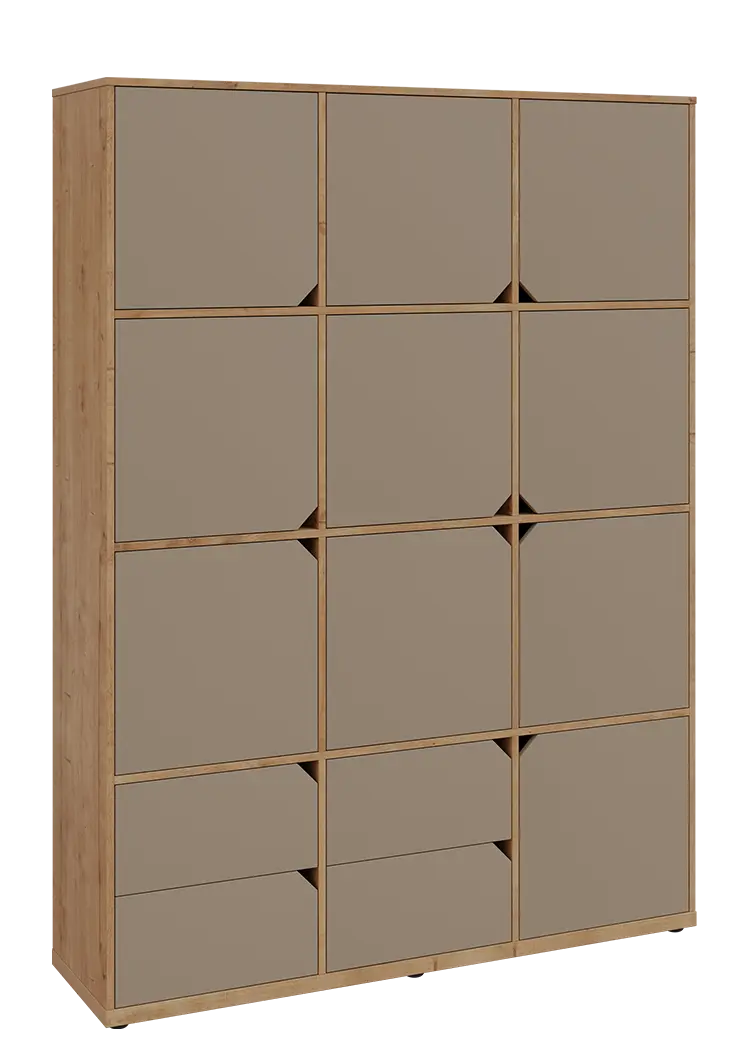 KU6-15DZ4 P skříň vysoká 10-dvéřová, zásuvky, 2053x1522x400 mm, provedení pravé, dub lite/latte