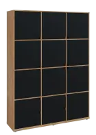 KU6-15DZ4 P skříň vysoká 10-dvéřová, zásuvky, 2053x1522x400 mm, provedení pravé, dub lite/černá