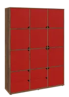 KU6-15DZ4 P skříň vysoká 10-dvéřová, zásuvky, 2053x1522x400 mm, provedení pravé, dub halifax cínový/