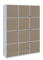 KU6-15DZ4 P skříň vysoká 10-dvéřová, zásuvky, 2053x1522x400 mm, provedení pravé, bílá sněžná/latte