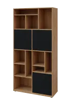 KU6-10DN L skříň vysoká 3-dvéřová, niky, 2053x1022x400 mm, provedení levé, dub lite/černá