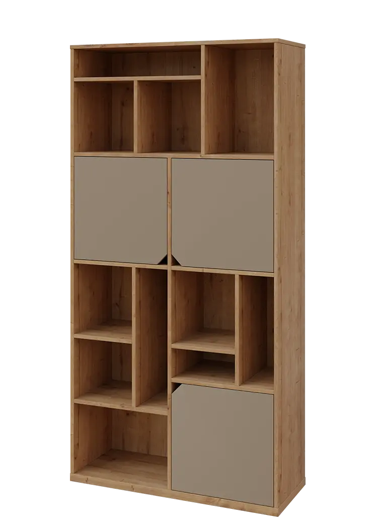 KU6-10DN L skříň vysoká 3-dvéřová, niky, 2053x1022x400 mm, provedení levé, dub lite/latte