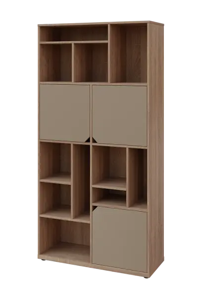 KU6-10DN L skříň vysoká 3-dvéřová, niky, 2053x1022x400 mm, provedení levé, dub bardolino/latte