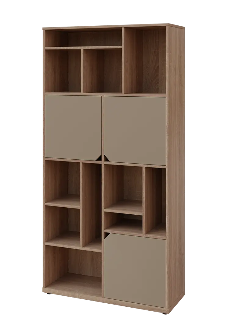 KU6-10DN L skříň vysoká 3-dvéřová, niky, 2053x1022x400 mm, provedení levé, dub bardolino/latte