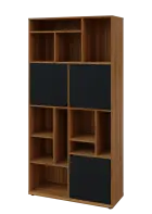 KU6-10DN L skříň vysoká 3-dvéřová, niky, 2053x1022x400 mm, provedení levé, ořech světlý/černá